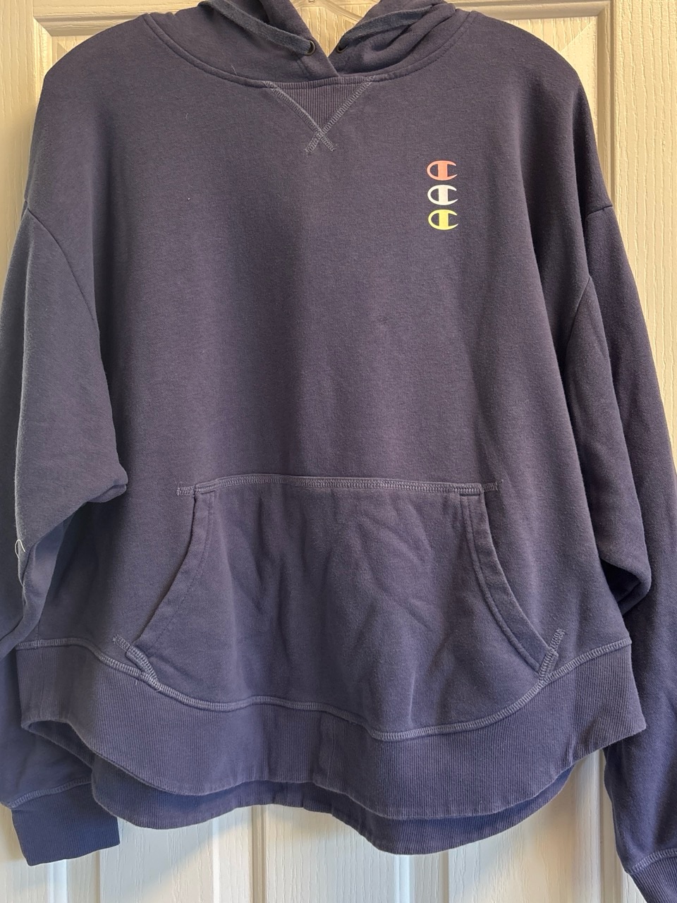 Champion Light Navy Hoodie With Multicolor Logo